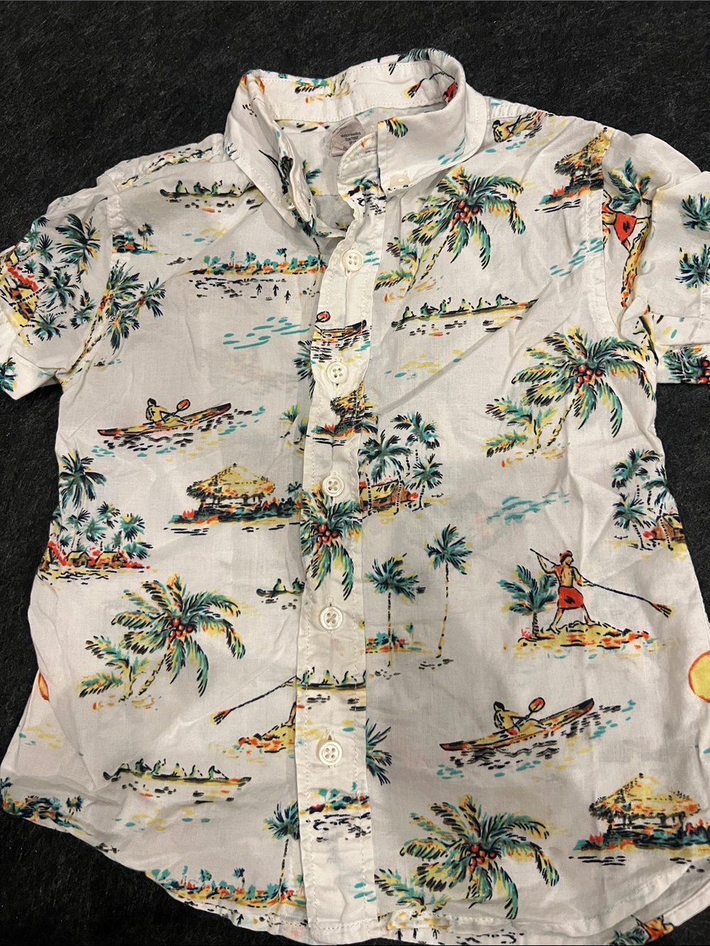 Crewcuts White Tropical Print Button-Down Shirt